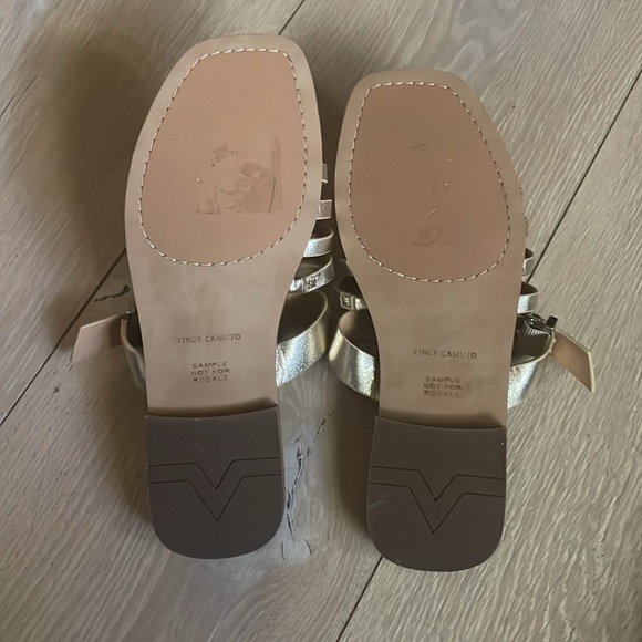 Vince Camuto Gold Woven Slide Sandal - Picture 2 of 4